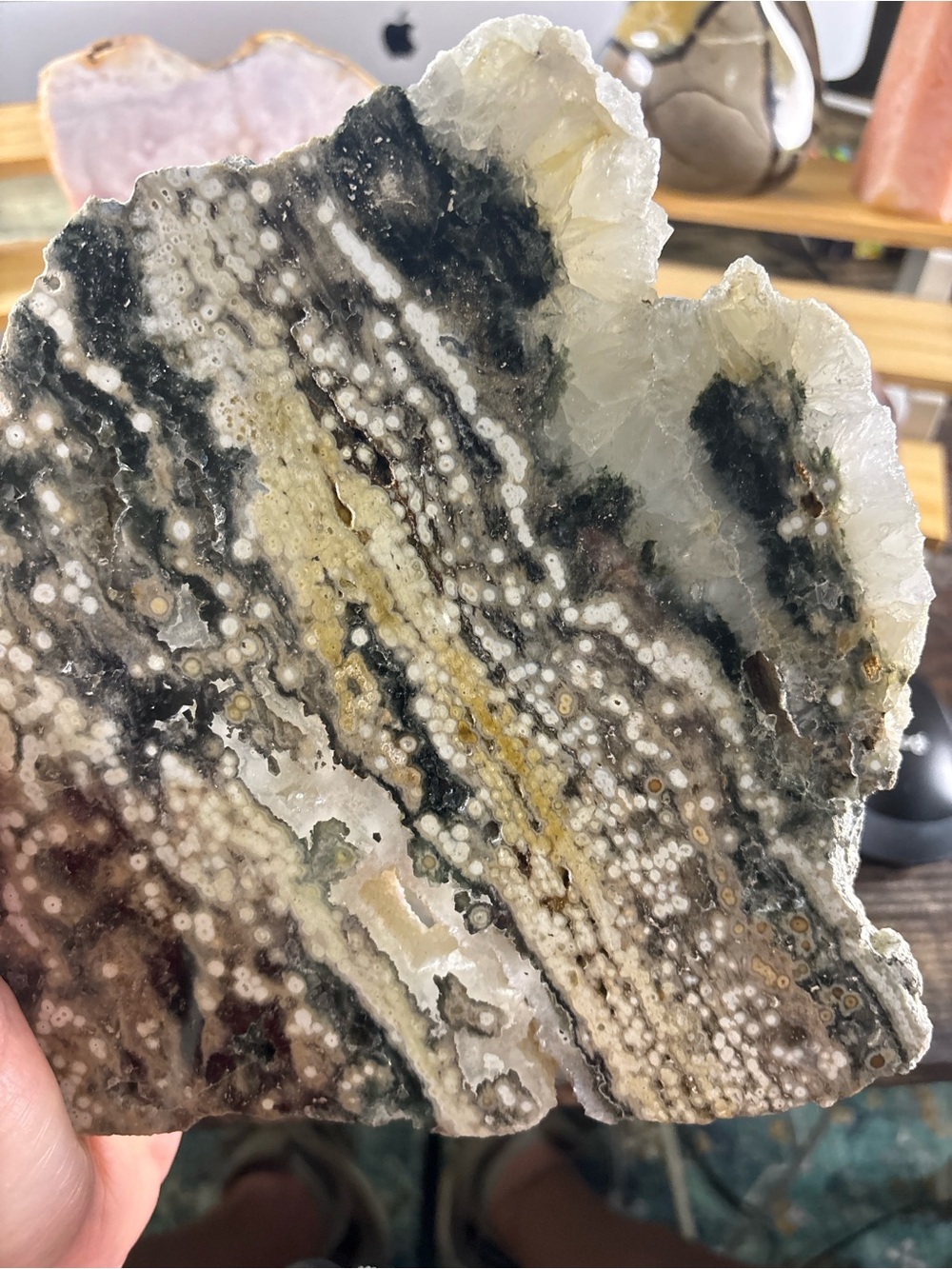 Ocean Jasper Quartz Druzy Slab 2lb 11.5oz Crystal Display Decor - Picture 3 of 3